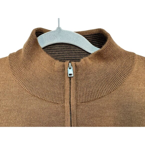 Express Mens Merino Wool Blend 1/4 Knit Sweater Large Brown - Picture 3 of 13